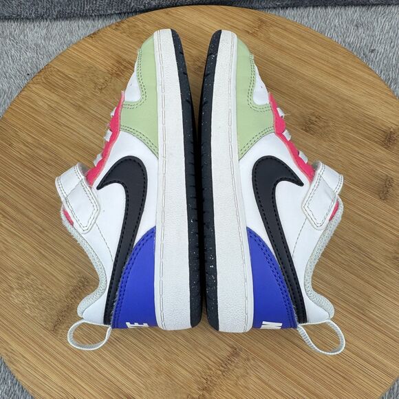 Nike Court Borough Low 2 Shoes Kids 10C White Black Sneakers DV5458-108 - Picture 6 of 9